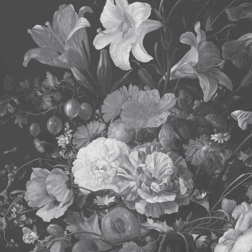 Uitgelezene KEK Amsterdam Golden Age Flowers zwart wit behang | FLINDERS VP-23