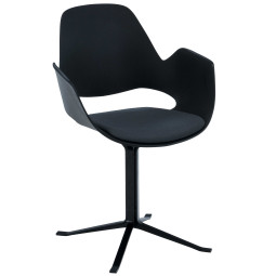 Image of Falk gestoffeerde stoel met zwarte kolomvoet donkergrijs (Recycled)