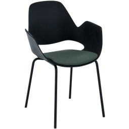 Image of Falk gestoffeerde stoel met zwart onderstel donkergroen (Recycled)